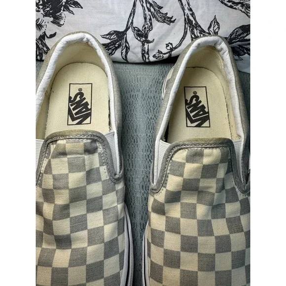 Vans Slip-On Checkerboard Skate Shoe Gray White Women's 9 Men 7.5 - Picture 5 of 13